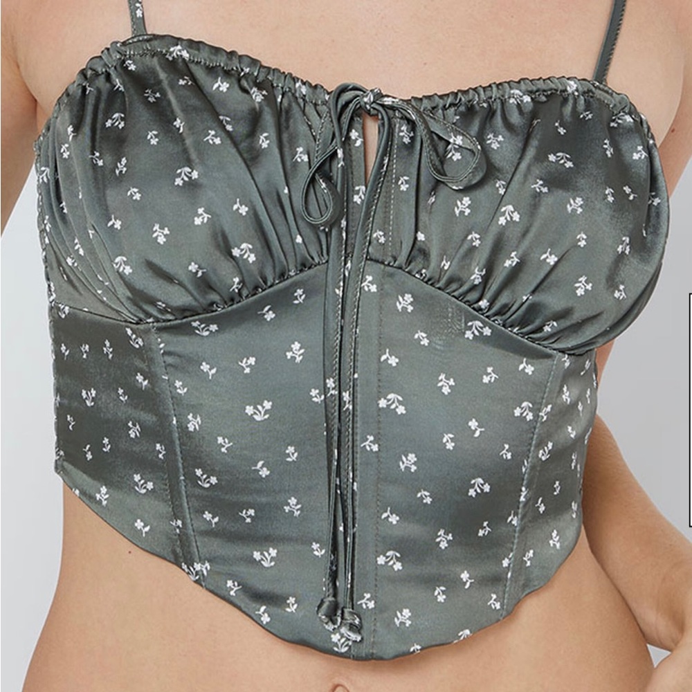 LA Hearts Tie Front Satin Corset Top